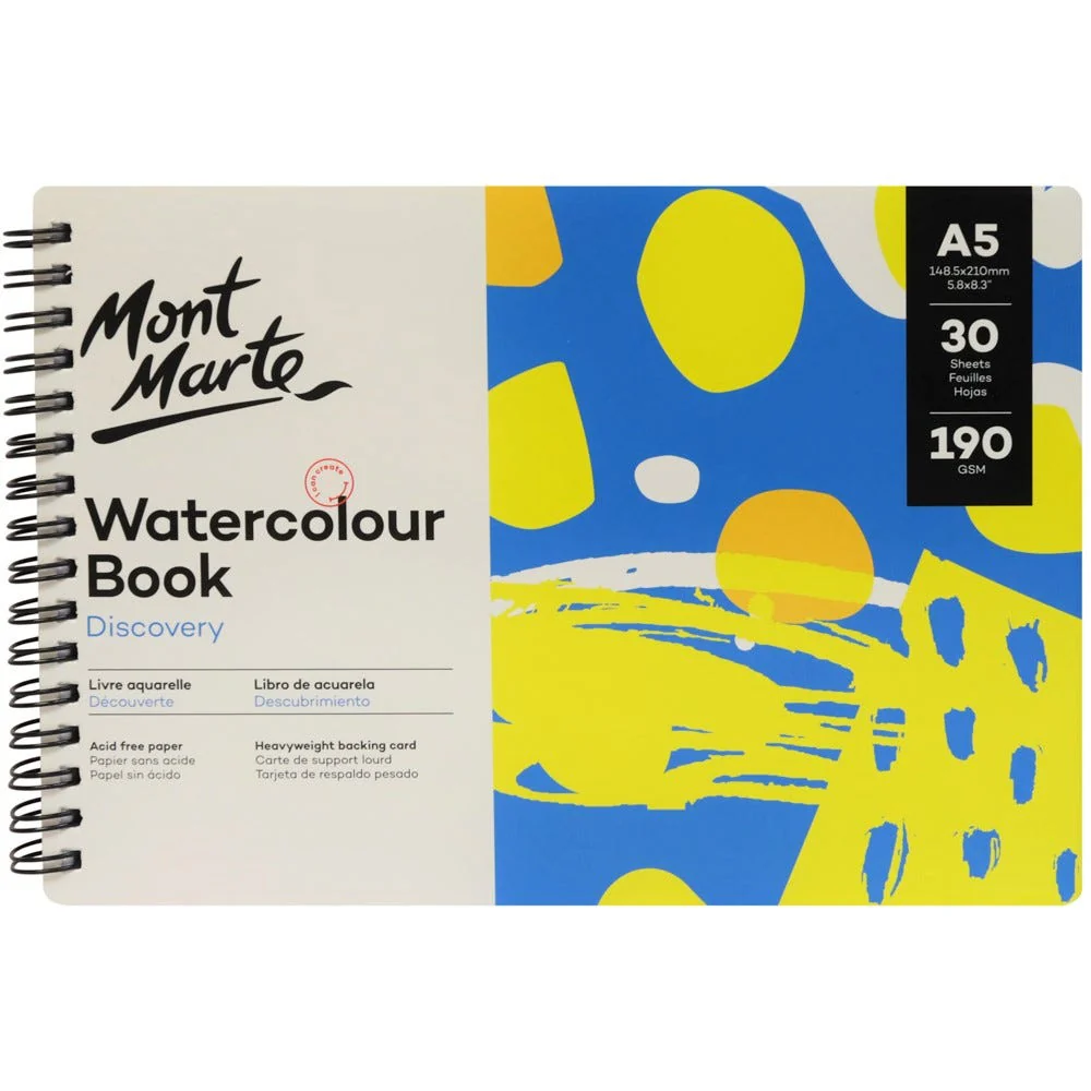 Mont Marte ওয়াটারকালার বুক ডিসকভারি A5 (5.8 x 8.3in) 30 শিট 190gsm
