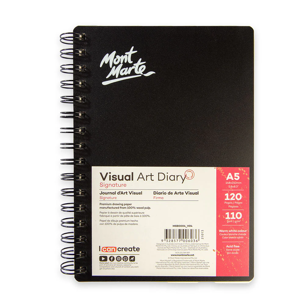 Mont Marte ভিজুয়াল আর্ট ডায়েরি সিগনেচার 110gsm A5 120 পেজ