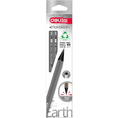 Deli Enovation আর্থ উড ফ্রি পেন্সিল 2B-12 পিস - EC076-2B