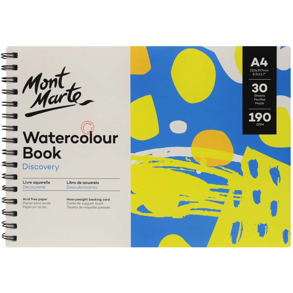 Mont Marte ওয়াটারকালার বুক ডিসকভারি A4 (8.3 x 11.7in) 30 শিট 190gsm