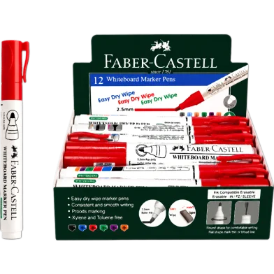 Faber Castell হোয়াইটবোর্ড মার্কার পেন 12 পিস - রেড ইংক