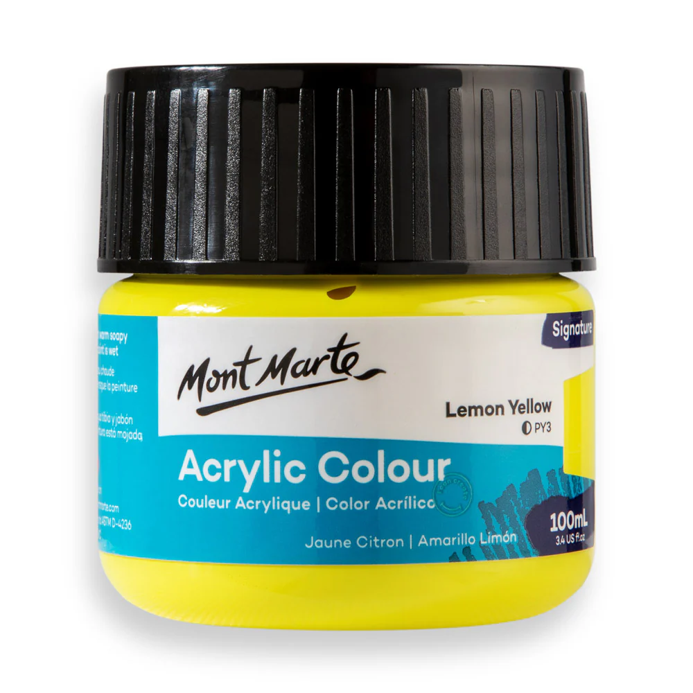 Mont Marte অ্যাক্রিলিক কালার পেইন্ট সিগনেচার 100ml – Lemon Yellow
