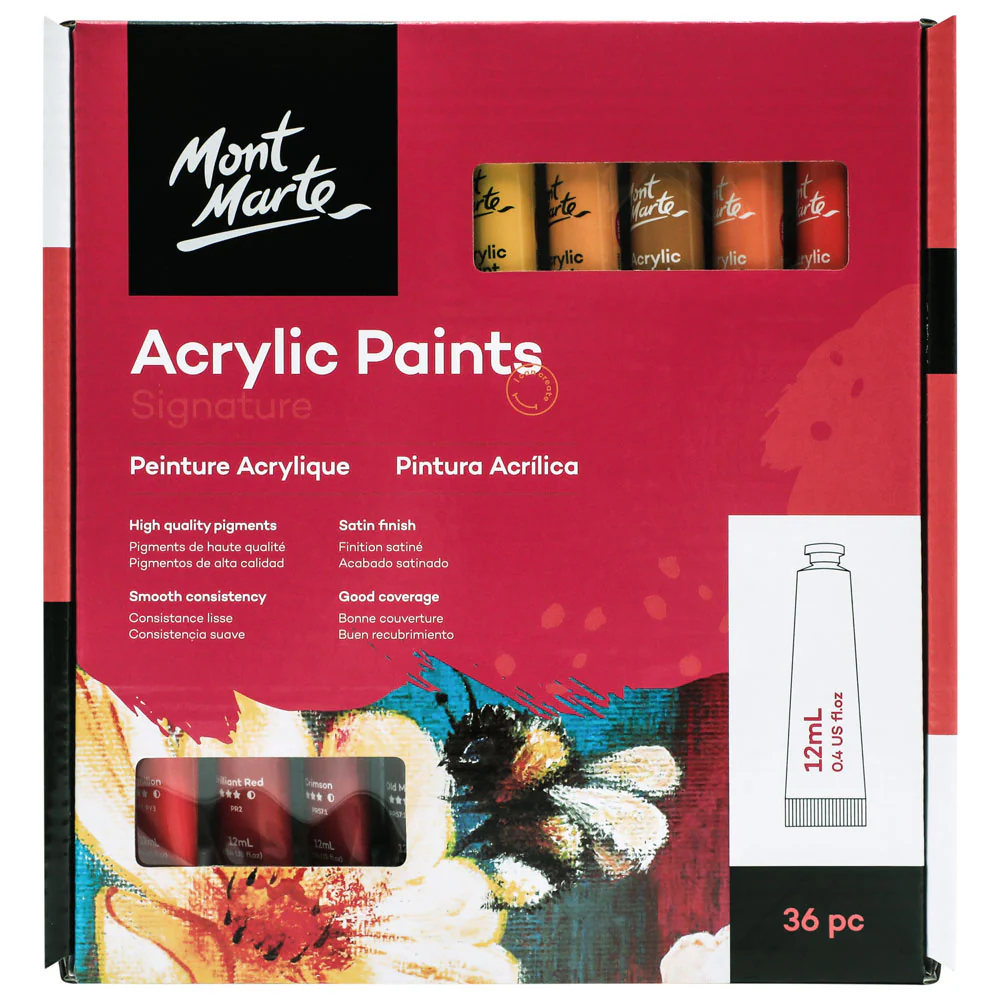 Mont Marte অ্যাক্রিলিক পেইন্ট সেট সিগনেচার 36pc x 12ml