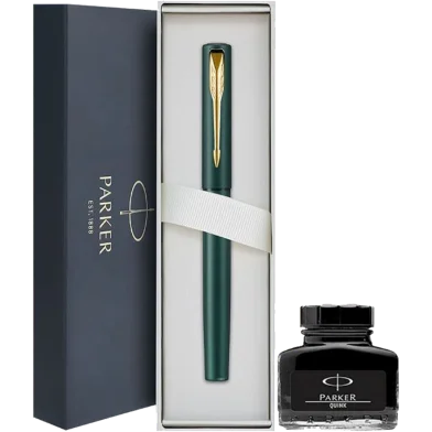 Parker XL গ্রিন ফাউন্টেন পেন সহ ব্ল্যাক Parker ইংক গিফট আইটেম