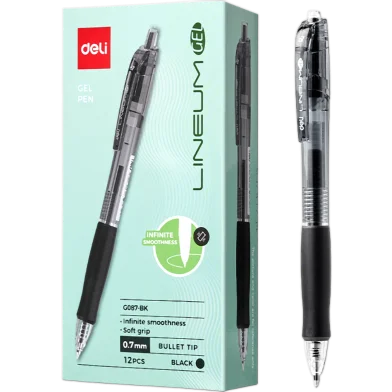 Deli Lineum জেল পেন (বুলেট টিপ) 0.5 মিমি-12 পিস - EG087-BK