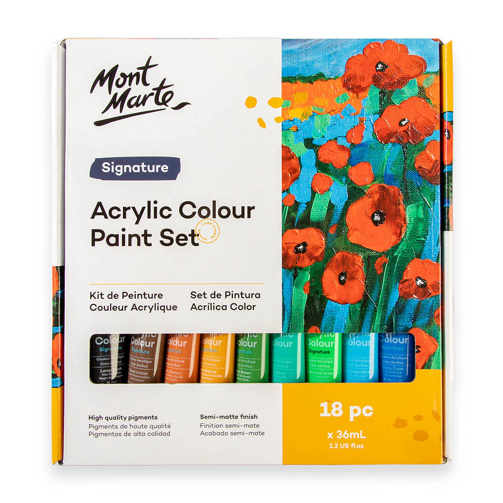 Mont Marte অ্যাক্রিলিক কালার পেইন্ট সেট সিগনেচার 18pc x 36ml