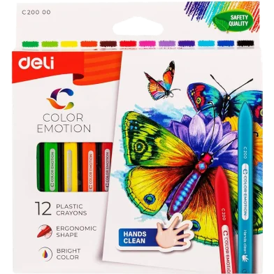Deli প্লাস্টিক ক্রেয়ন 12 কালার - EC20000