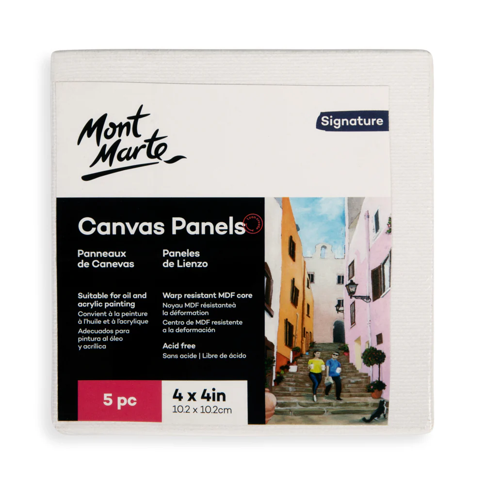 Mont Marte ক্যানভাস প্যানেল সিগনেচার Pack 5 10.2 x 10.2cm (4 x 4in)