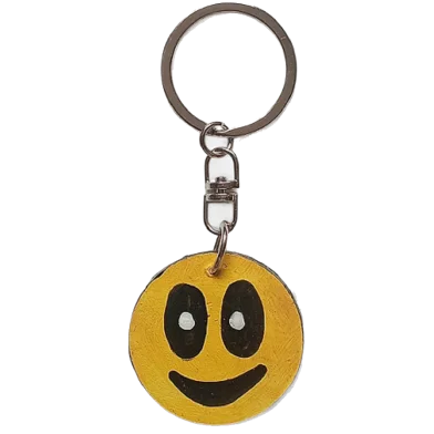 Sankhacura Slightly Smiling ফেস হ্যান্ড-পেইন্টেড উডেন কি-রিং