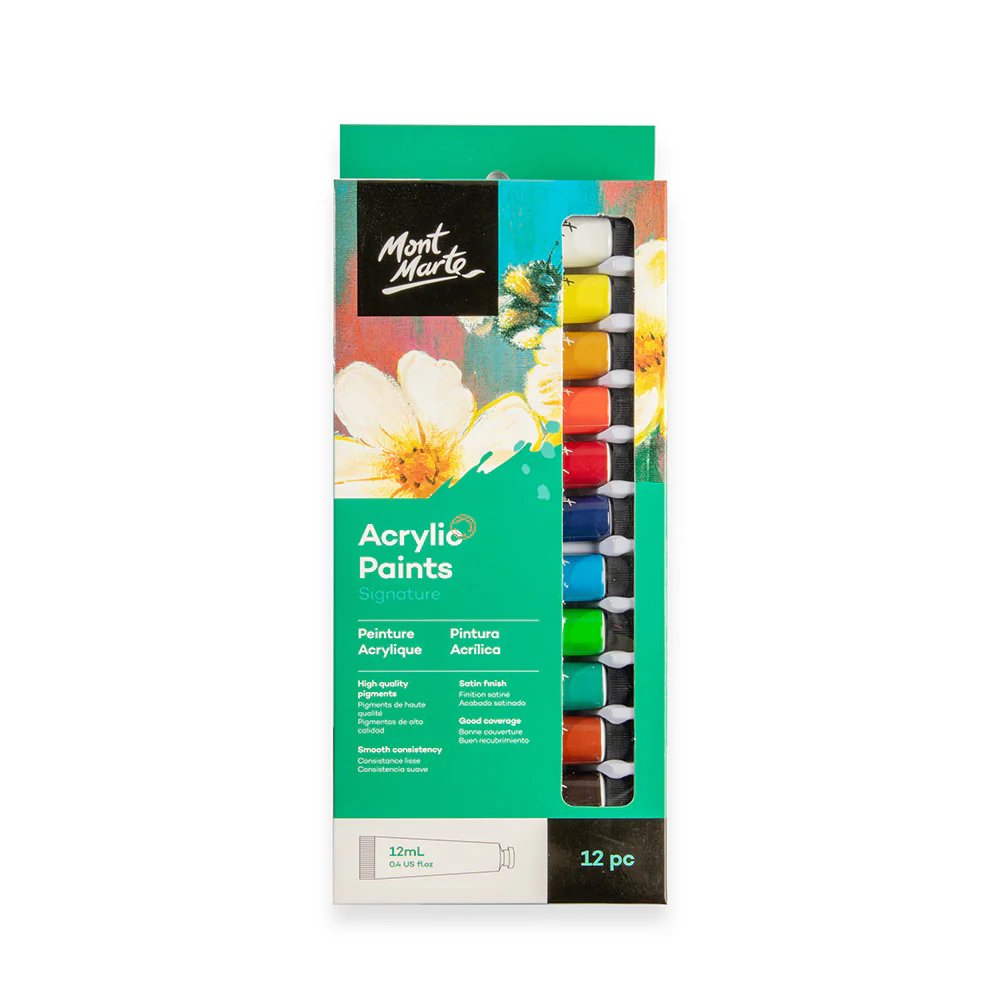 Mont Marte অ্যাক্রিলিক পেইন্ট সিগনেচার 12pc x 12ml