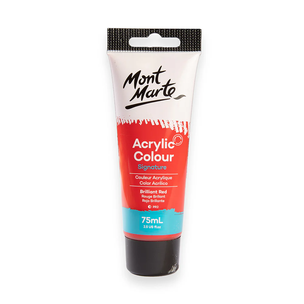 Mont Marte অ্যাক্রিলিক কালার পেইন্ট সিগনেচার 75ml – Brilliant Red