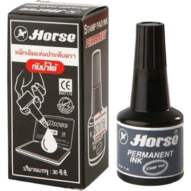 Horse স্ট্যাম্প প্যাড রিফিল ইংক 30cc. ব্ল্যাক (2 পিস সেট)