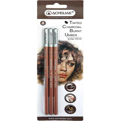 Acmeliae চারকোল Sienna পেন্সিল - 3 পিস সেট - 01-TCP