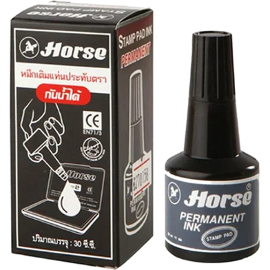 Horse স্ট্যাম্প প্যাড রিফিল ইংক 30cc. ব্ল্যাক (2 পিস সেট)