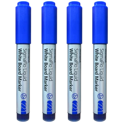 Monami SigmaFlo লিকুইড হোয়াইট বোর্ড মার্কার 4 পিস -ব্লু