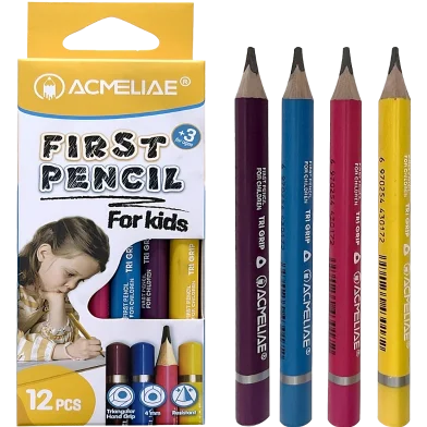 Acmeliae ফার্স্ট কিডস পেন্সিল (এজ প্লাস 3) - 12 পিস পেপার বক্স সেট - 43755