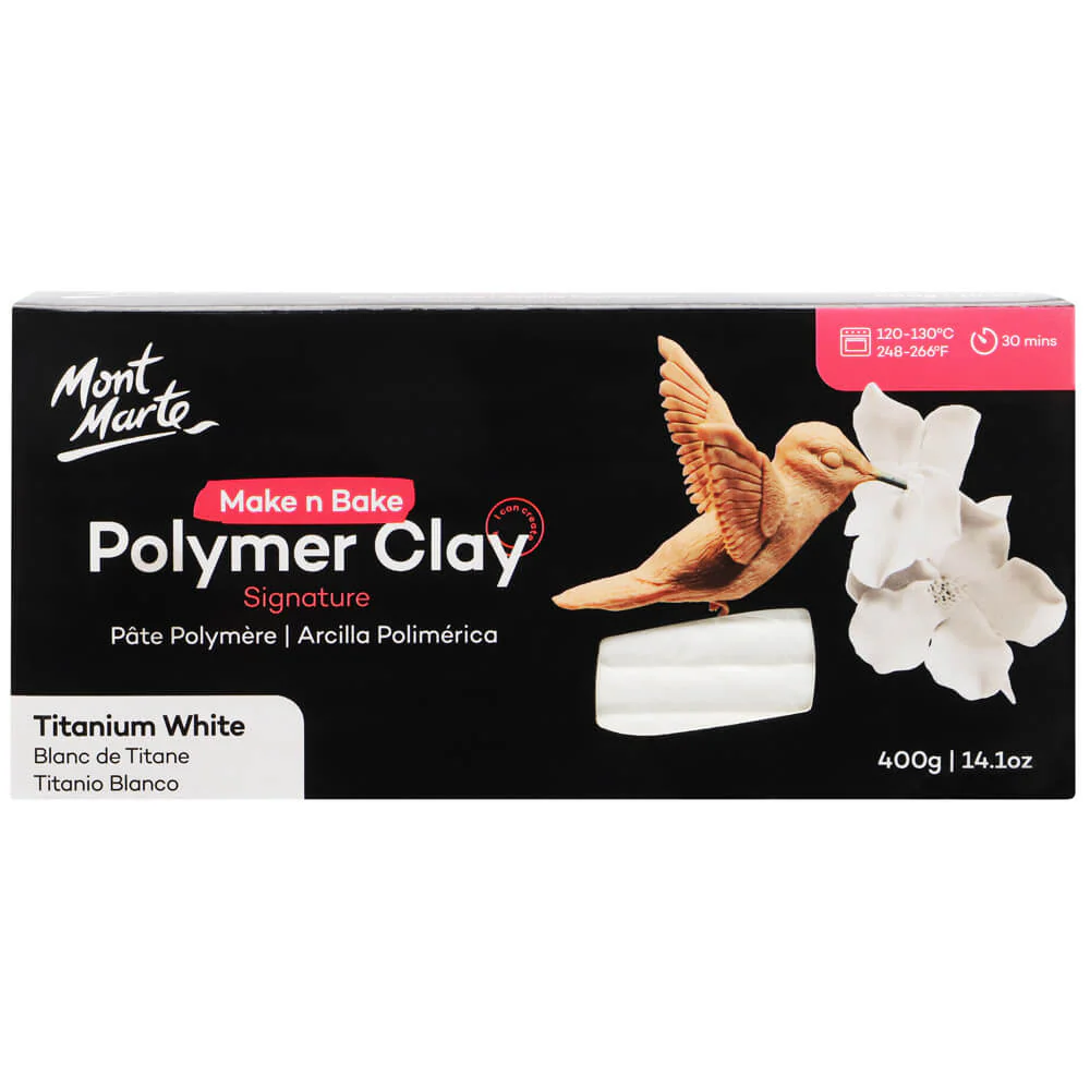 Mont Marte Make n Bake পলিমার ক্লে সিগনেচার 400g (14.1oz) – Titanium White