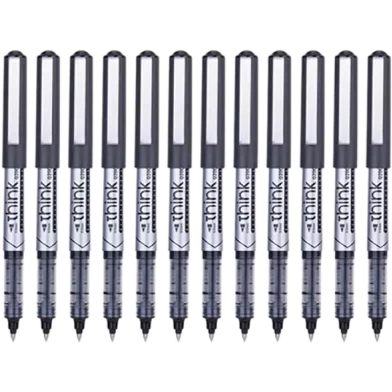 Deli থিংক 0.5 মিমি রোলার পেন ব্ল্যাক 12 পিস - EQ20020