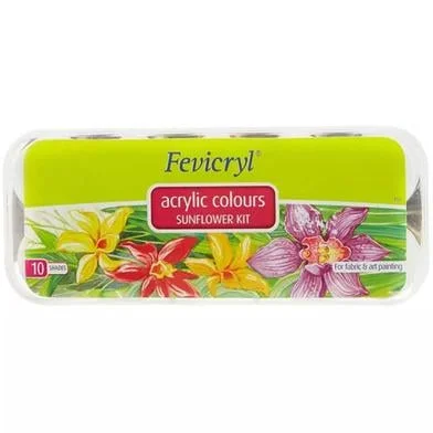 Fevicryl অ্যাক্রিলিক কালার- সানফ্লাওয়ার কিট - 150 মিলি (15 মিলি বোতল অফ 10 শেড)