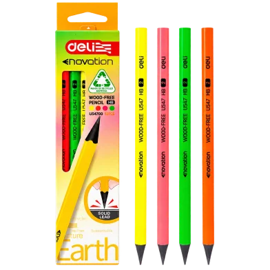 Deli Enovation আর্থ উড ফ্রি পেন্সিল নিয়ন HB-12 পিস - EU54700