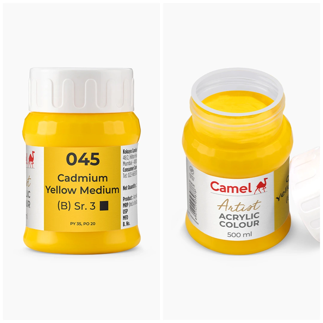 Camel আর্টিস্ট অ্যাক্রিলিক কালার 500ml – Cadmium Yellow মিডিয়াম (Sr.3)