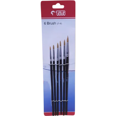 Titi আর্টিস্ট রাউন্ড কালার ব্রাশ (1-6) 6 পিস