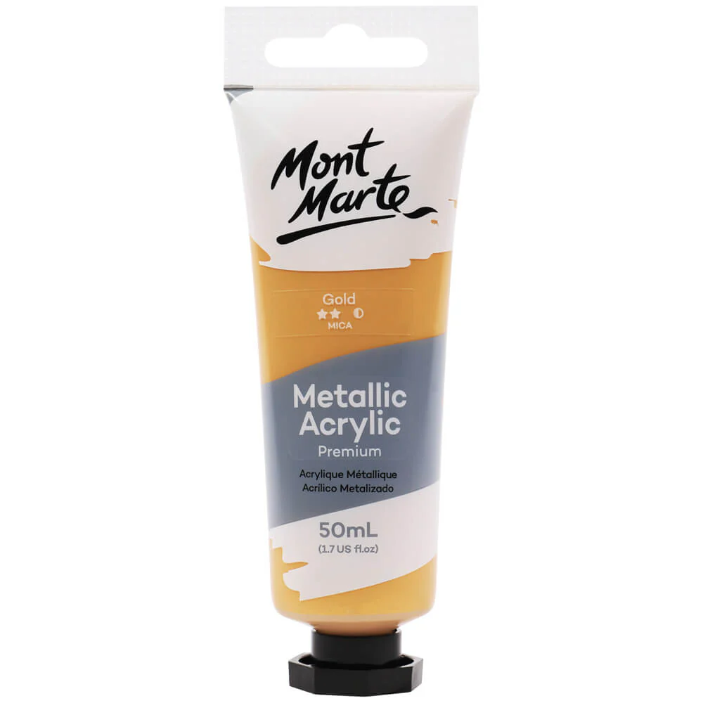Mont Marte মেটালিক অ্যাক্রিলিক পেইন্ট প্রিমিয়াম 50ml – Gold