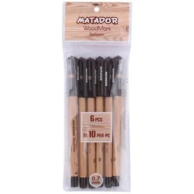 Matador Woodmark বলপেন ব্ল্যাক ইংক - (6 পিস)