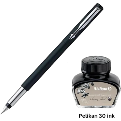 Parker Vactor ফাউন্টেন পেন সহ 30 মিলি ব্ল্যাক ইংক সহ বক্স
