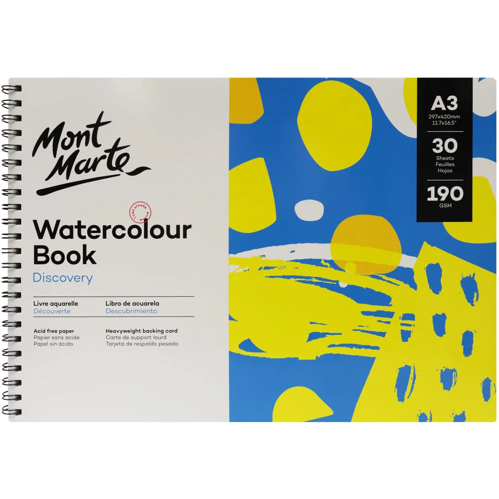 Mont Marte ওয়াটারকালার বুক ডিসকভারি A3 (11.7 x 16.5in) 30 শিট 190gsm