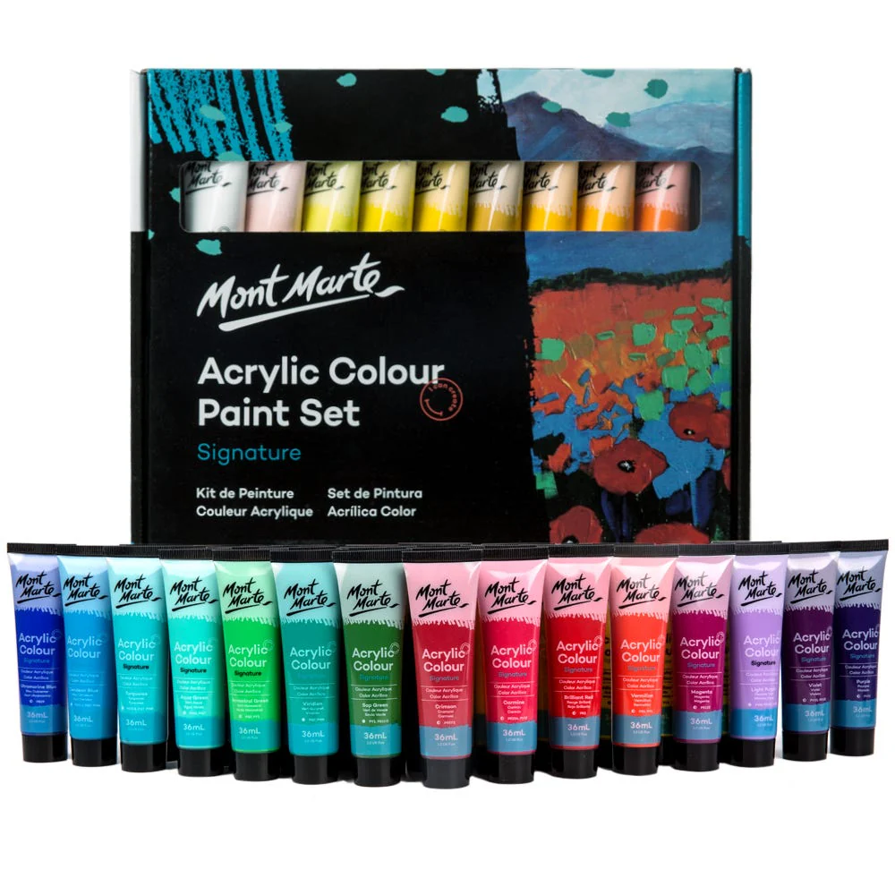 Mont Marte অ্যাক্রিলিক কালার পেইন্ট সেট সিগনেচার 36pc x 36ml
