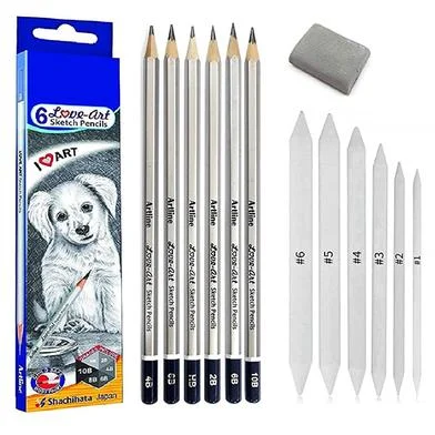 Artline স্কেচ পেন্সিল ও ব্লেন্ডিং স্টাম্প সেট 12 পিস