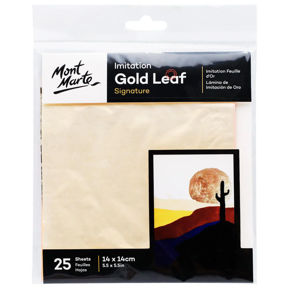 Mont Marte ইমিটেশন Gold লিফ সিগনেচার 14cm x 14cm (5.5in) 25 শিট