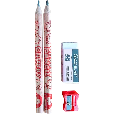 Acmeliae 4B Chubby পেন্সিল এজ 4-5 সেট সহ 4B আর্ট ইরেজার ও শার্পনার 3 পিস - 43071