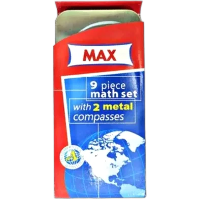 Max জ্যামিতি সেট 9 পিস ম্যাথ সেট সহ 2 মেটাল কম্পাস