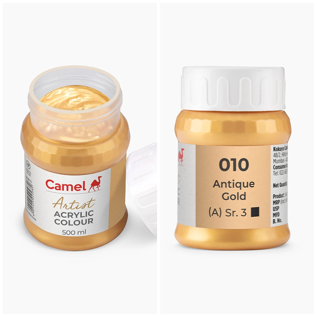 Camel আর্টিস্ট অ্যাক্রিলিক কালার 500ml – Antique Gold (Sr.3)