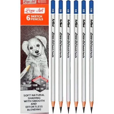 Artline HB, 2B, 4B, 6B, 8B, 10B স্কেচ পেন্সিল 6 পিস সেট
