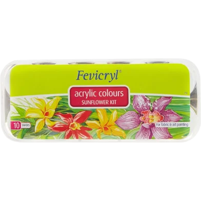 Fevicryl অ্যাক্রিলিক কালার- সানফ্লাওয়ার কিট - 150 মিলি (15 মিলি বোতল অফ 10 শেড)