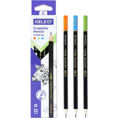 Deli iSelect Hex-BK গ্রাফাইট পেন্সিল 2B-12 পিস - UC006-2B