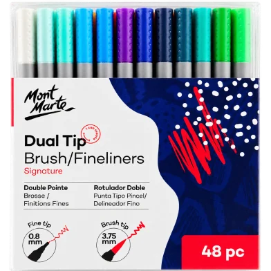 Mont Marte সিগনেচার ডুয়াল টিপ ব্রাশ মার্কার/Fineliners-48 পিস