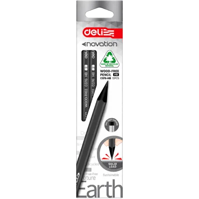 Deli Enovation আর্থ উড ফ্রি পেন্সিল HB-12 পিস - EC076-HB