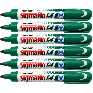Monami Sigmaflo হোয়াইট বোর্ড মার্কার রাউন্ড টিপ গ্রিন- 6 পিস