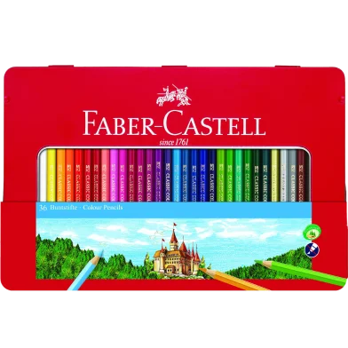 Faber Castell ক্লাসিক কালার লং পেন্সিল টিন বক্স - 36 পিস