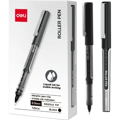 Deli রোলার পেন 0.5 মিমি-12 পিস - EQ657-BK