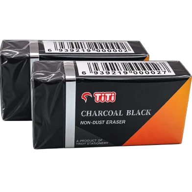 titi নন ডাস্ট ইরেজার - চারকোল ব্ল্যাক - TR 002 40 পিস বক্স