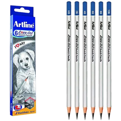 Artline HB, 2B, 4B, 6B, 8B, 10B গ্রাফাইট স্কেচিং পেন্সিল সেট ফর ড্রয়িং পেন্সিল সেট