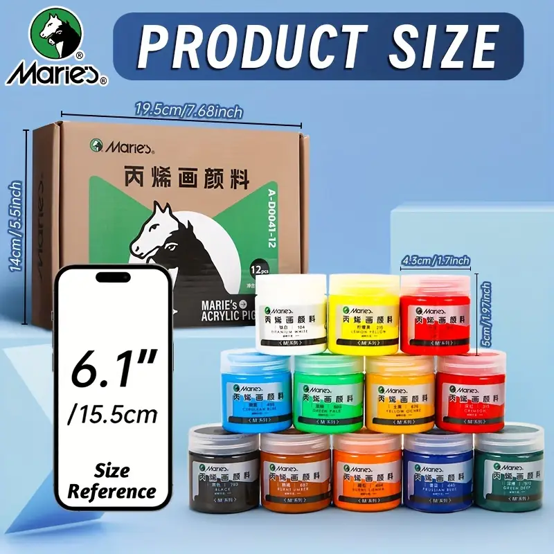 Marie’s অ্যাক্রিলিক পেইন্ট 12pc x 50ml (1.7 fl.oz)