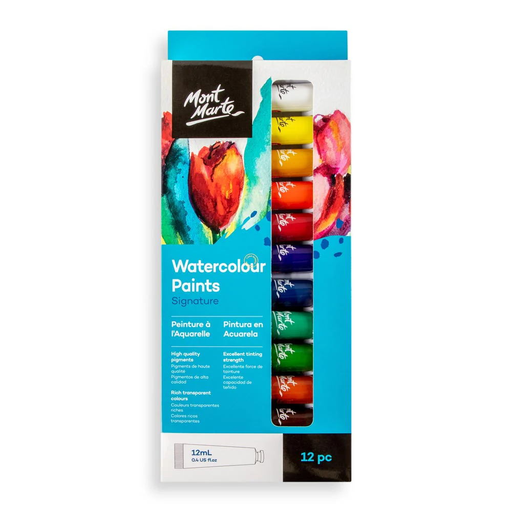 Mont Marte ওয়াটারকালার পেইন্ট সিগনেচার 12pc x 12ml (0.41 US fl.oz)