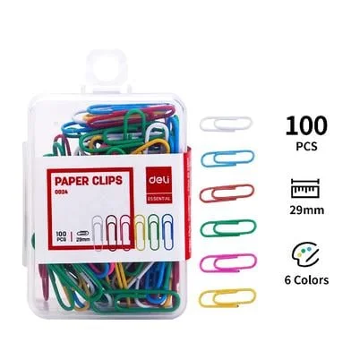 Deli কালার পেপার ক্লিপ (যেকোনো কালার) 100 পিস - E0024
