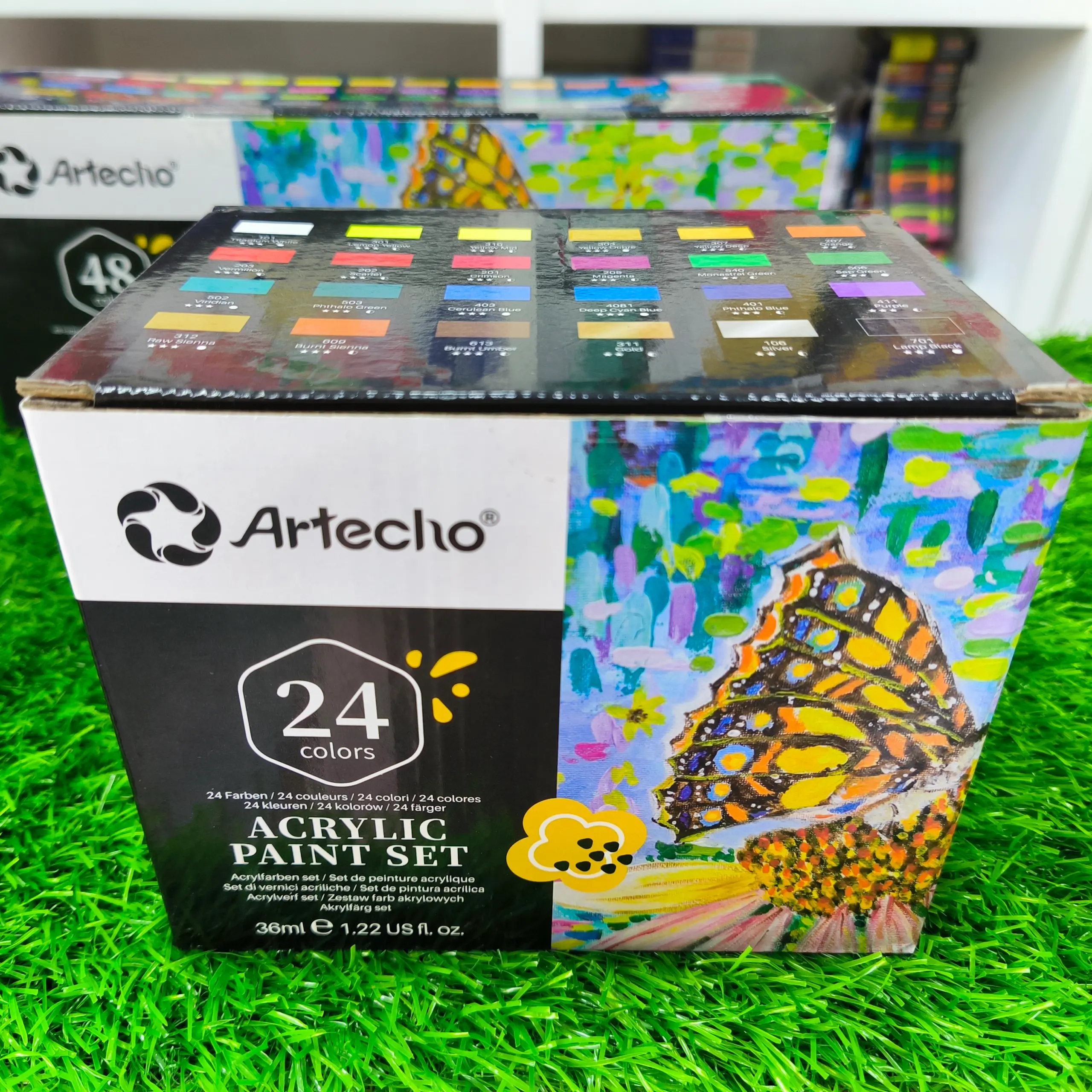 Artecho প্রফেশনাল অ্যাক্রিলিক পেইন্ট সেট – 24pc x 36ml